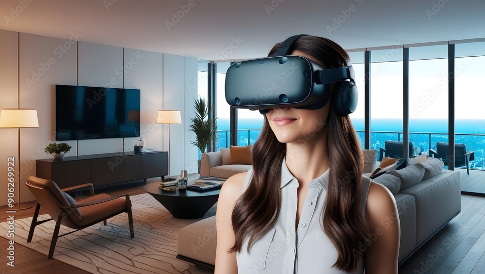 Naklejka premium Virtual Reality Experience Hypermodern Luxury Living Room