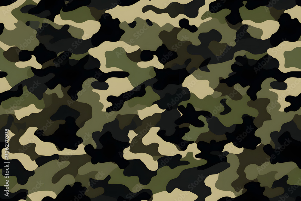 Fototapeta premium Camouflage seamless pattern, military fabric background texture