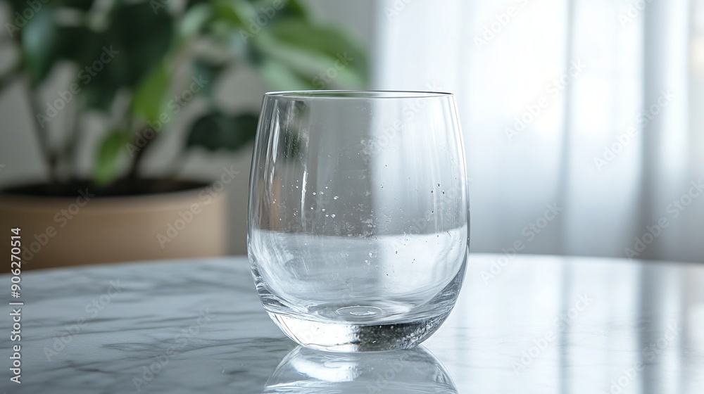 Clean, empty glassware on a marble table, representing washing and purity.