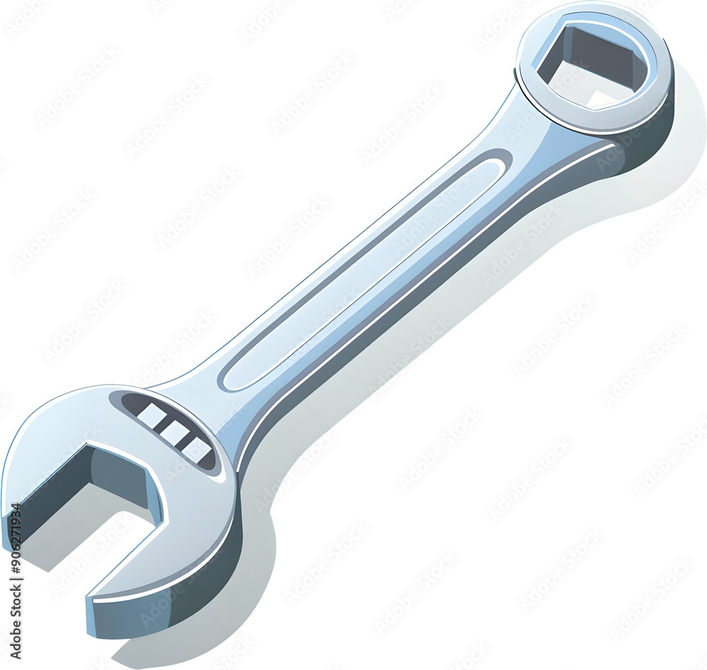Obraz premium Isometric Silver Wrench Icon for UI or Repair and Maintenance Concepts
