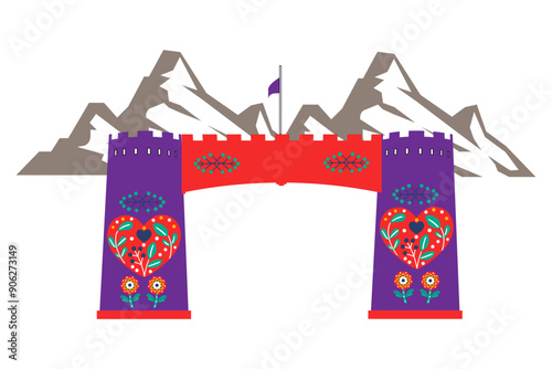Babe Khyber Pass in truck art style Peshawar Pakistan vector illustration design 
