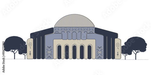 Convention center in truck art style Islamabad Pakistan vector illustration design 