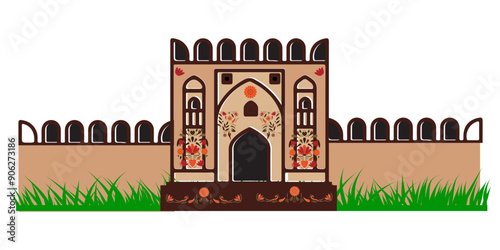 Rohtas Fort Qila Jhelum Punjab Pakistan vector illustration design  photo