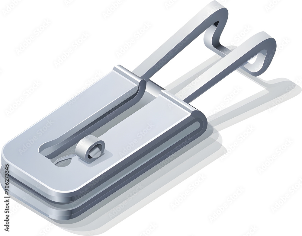 Metallic Isometric Bulldog Clip Icon with Minimalist Design Suitable for UI or Office Stationery Metallic Isometric Bulldog Clip Icon with Minimalist Design Suitable for UI or Office Stationery