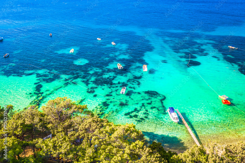 Fototapeta premium Summer scenery in Dalmatia region, island Brac, Bol riviera view