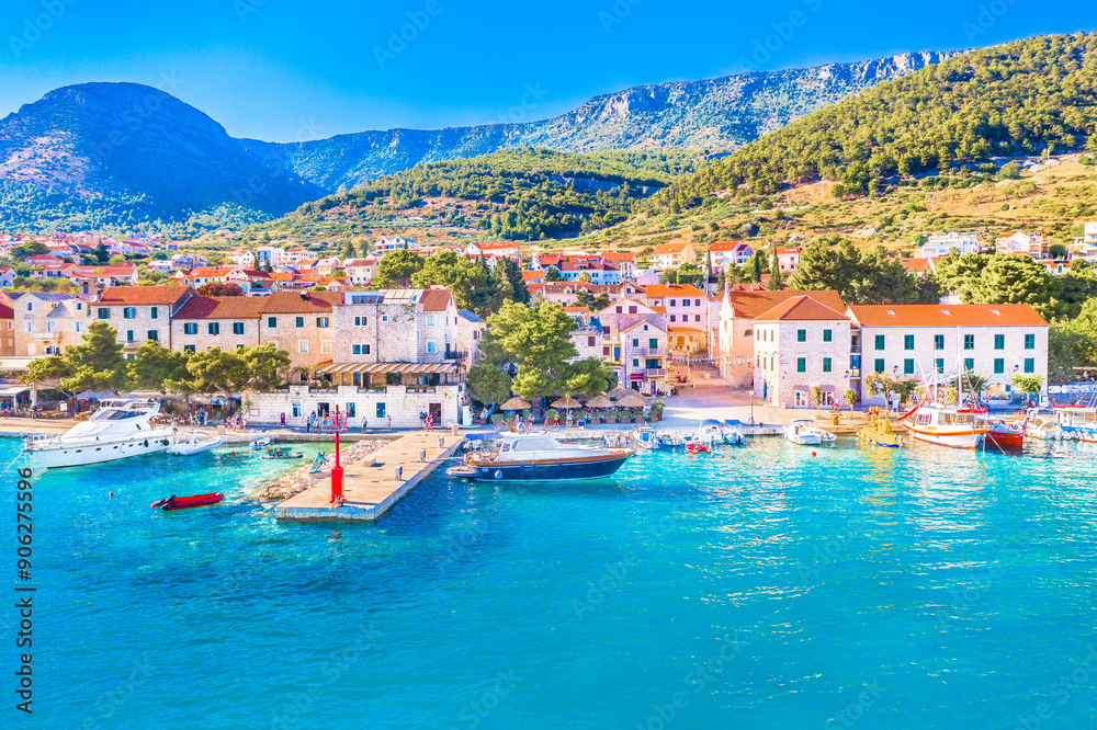 Fototapeta premium Scenic view of beautiful town Bol in Croatia, Island Brac scenery.