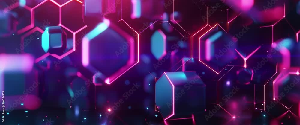 3D Hexagonal Abstract in Glow in the Dark Concept 3D Hexagonal Abstract in Glow in the Dark Concept