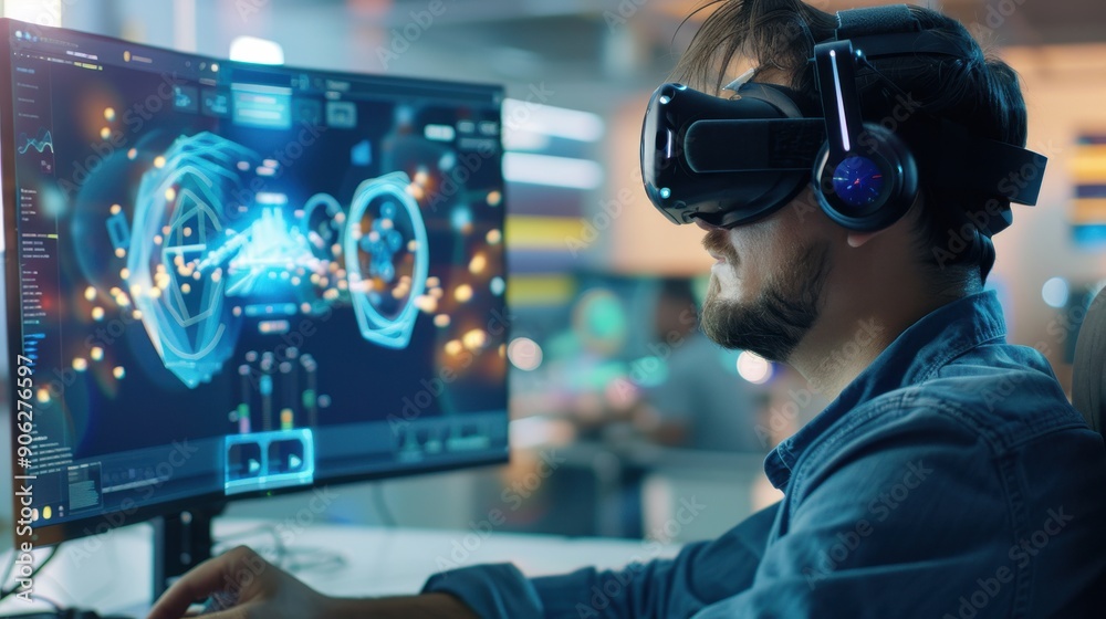 Virtual reality development using 3D modeling software, creative and high-tech. Virtual reality development using 3D modeling software, creative and high-tech.