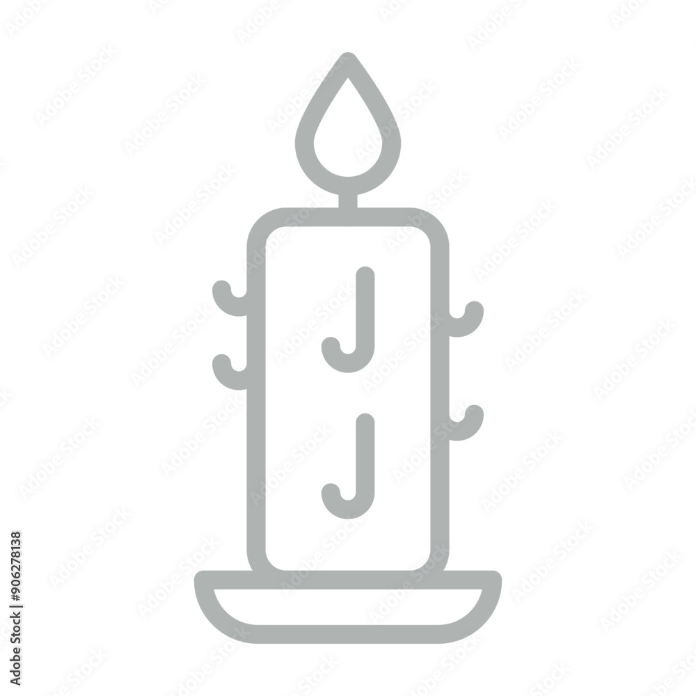 Scented Candle Vector Line Grey Icon Design Scented Candle Vector Line Grey Icon Design