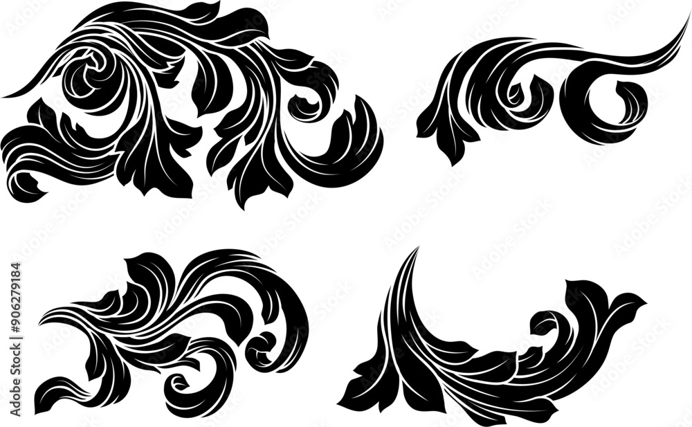 Fototapeta premium Filigree coat of arms floral heraldic heraldry pattern design elements