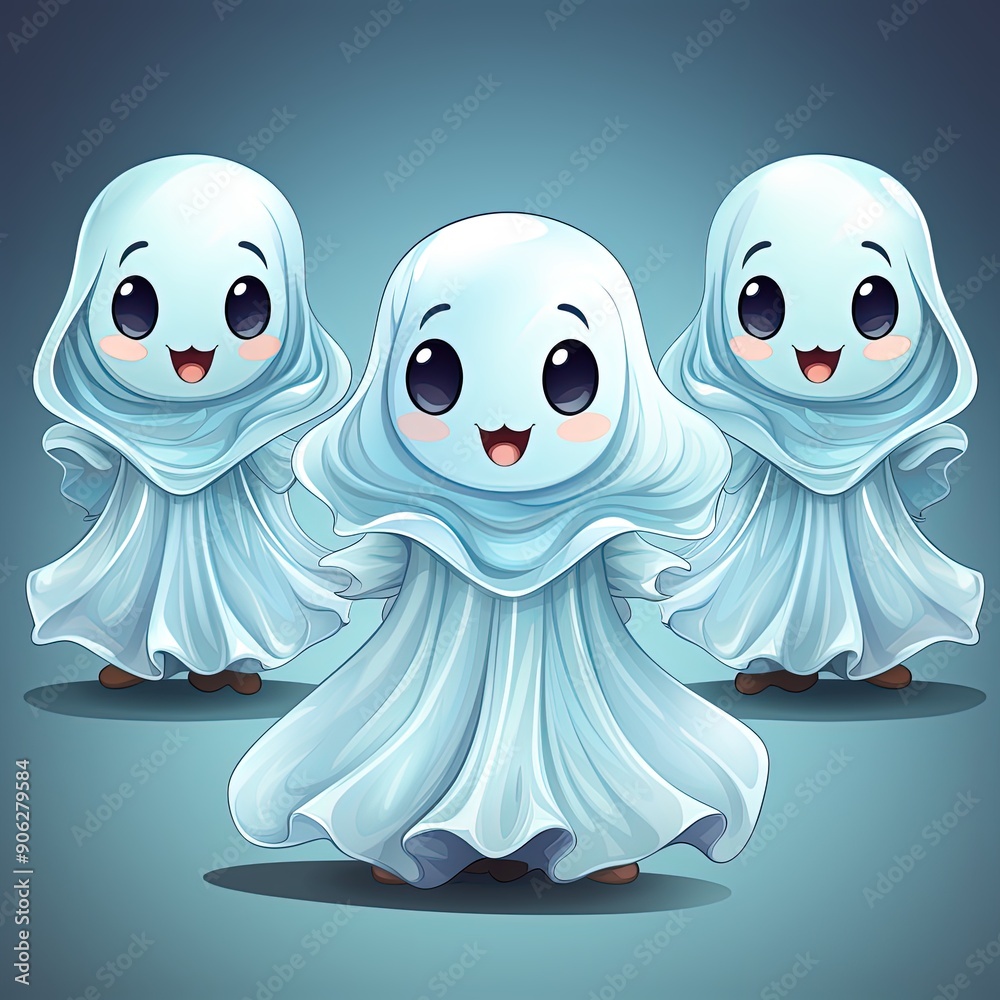 Eerie Ghost Decoration for Halloween on White Background Eerie Ghost Decoration for Halloween on White Background