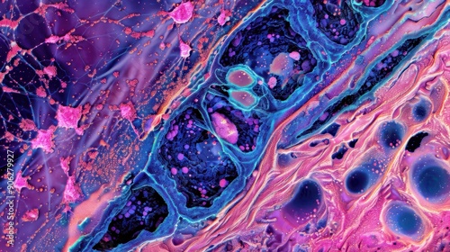 Microscopic View of Cartilage Tissue with Chondrocytes and Matrix for Medical Research and Education photo