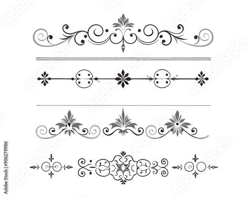 Wallpaper Mural Set of Fancy Decorative Ornamental Lines vector. ai generated Torontodigital.ca