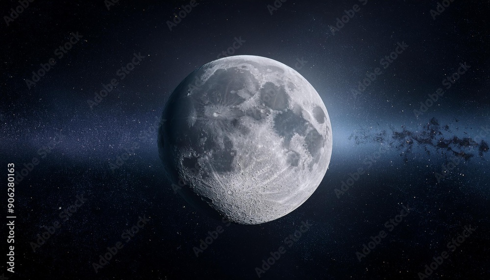 Panoramic view of the moon out in the space