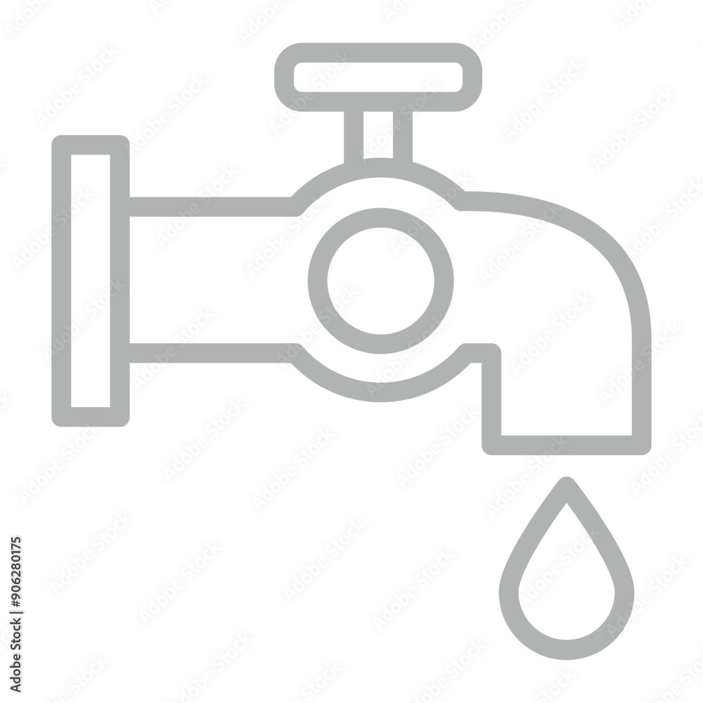 Leaky Faucet Vector Line Grey Icon Design Leaky Faucet Vector Line Grey Icon Design