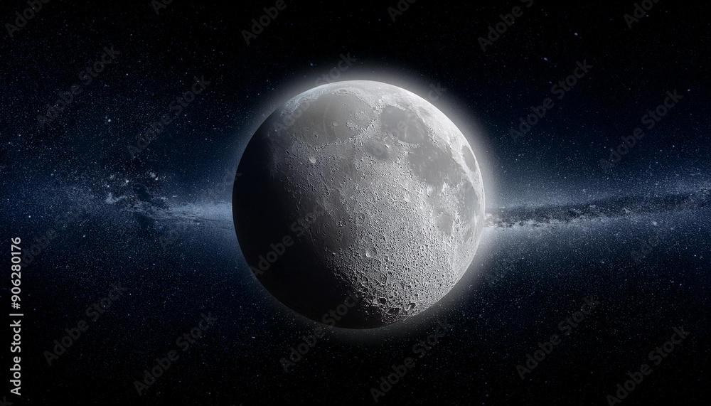 Obraz premium Panoramic view of the moon out in the space