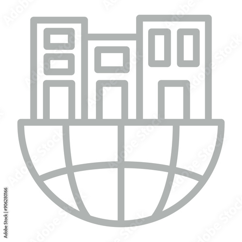 Urban Sprawl Vector Line Grey Icon Design