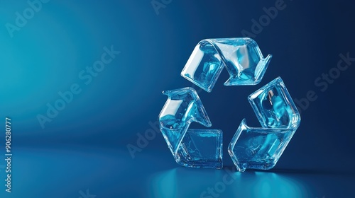 Modern graphic of a glass recycle symbol on a blue background, highlighting recycling initiatives