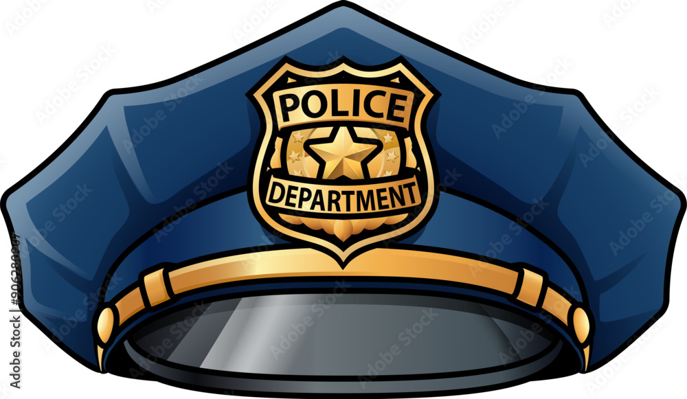 Αυτοκόλλητο A police man, policeman cop hat or cap cartoon icon