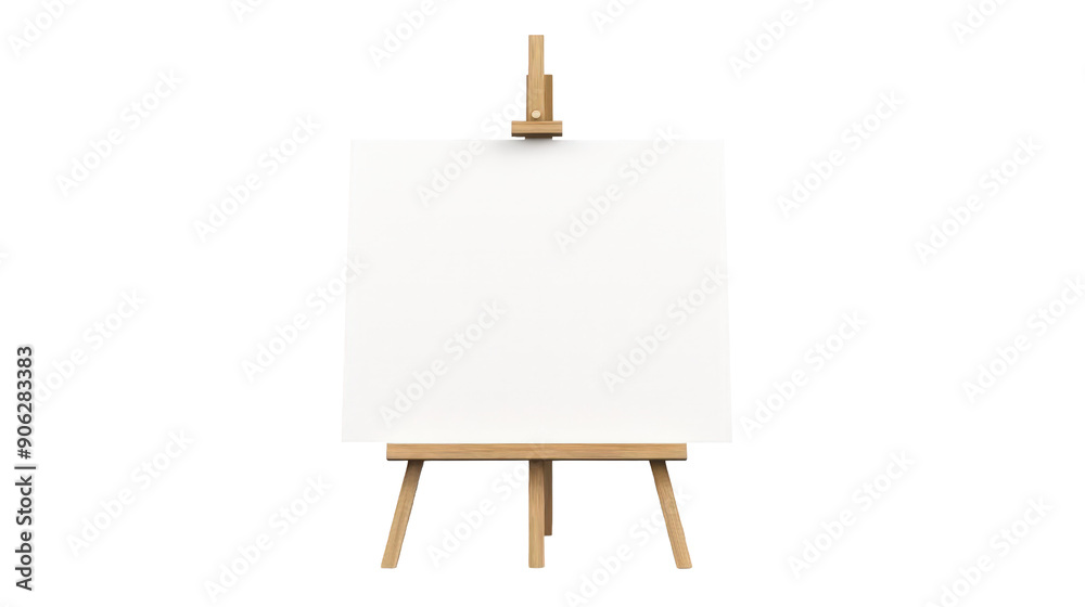 A detailed mockup of a blank canvas on an easel isolated on transparent background A detailed mockup of a blank canvas on an easel isolated on transparent background