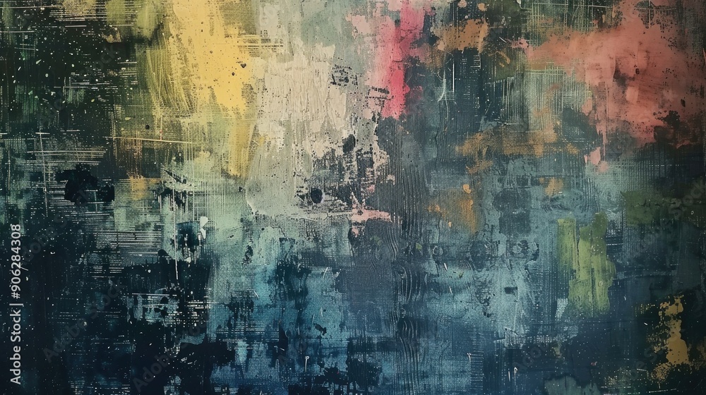 Fototapeta premium Abstract grunge backdrop made with smudged acrylic on canvas