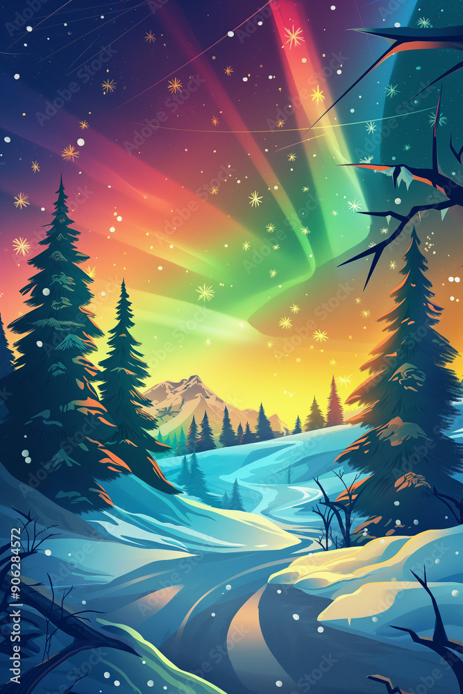 Fototapeta premium northern lights comic design background