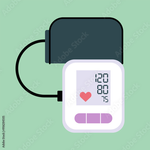 Digital Blood Pressure Monitor, Medical equipment, Vector Flat Illustration Design
