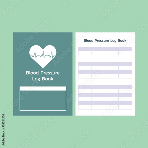 Blood Pressure Log Book, Vector Flat Illustration Design