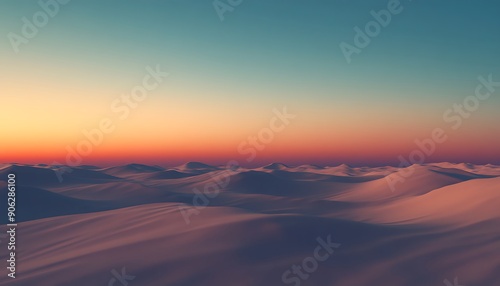 Photorealistic Tranquil Desert Landscape at Dusk with Rolling Sand Dunes