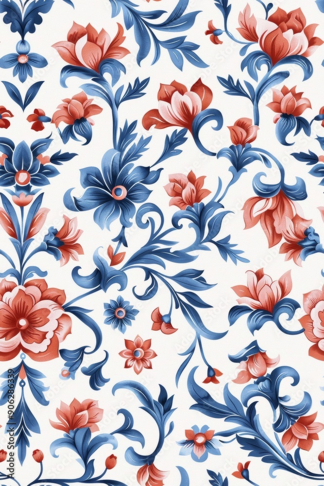 seamless pattern Sophisticated in vibrant blues and reds. Conveyed in watercolor seamless pattern Sophisticated in vibrant blues and reds. Conveyed in watercolor