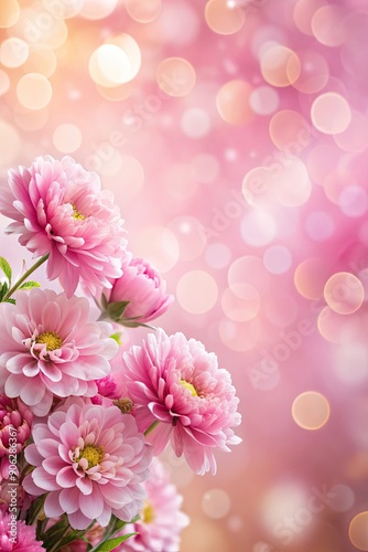 Pink flowers with bokeh light background.