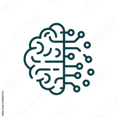 Artificial Intelligence Ai Brain Logo Icon Vector Logo Icon Sign For Graphic Design, Logo, Website, Mobile App, UI. Processor Circuit Ai Line Icon Technology Symbol