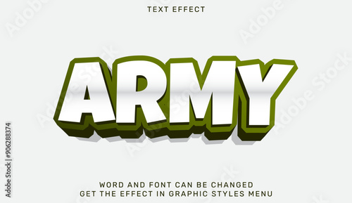 Army text effect template in 3d design