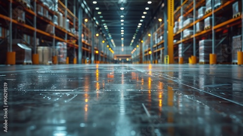 Empty Floor Space in Distribution Warehouse Interior : Generative AI