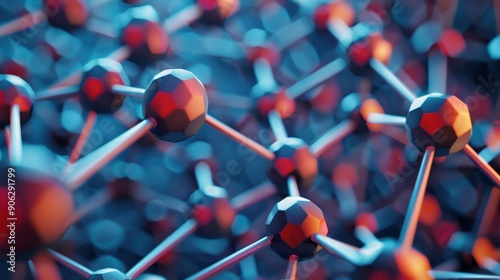 A graphic representation of a covalent network structure in silicon dioxide, showing the tetrahedral bonding photo