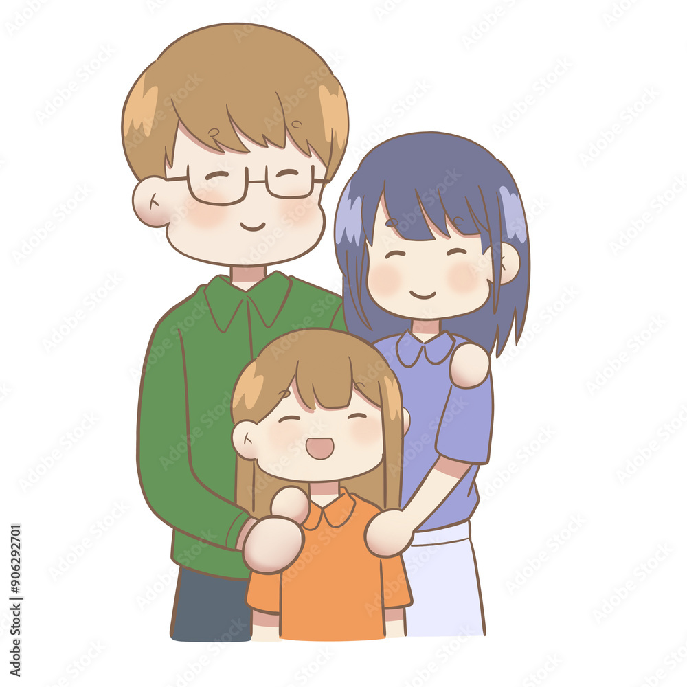 cute cartoon father mother and daughter cute cartoon father mother and daughter