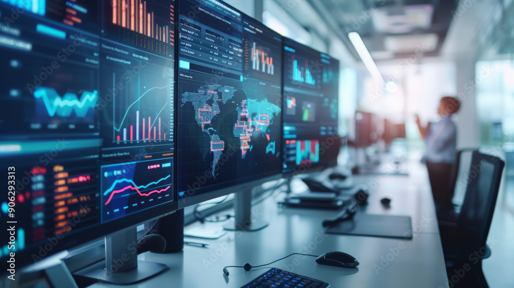 Computer Displaying Dynamic Graphs and Charts Computer Displaying Dynamic Graphs and Charts