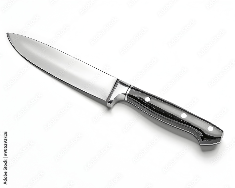 Sleek Stainless Steel Kitchen Knife on White Background Sleek Stainless Steel Kitchen Knife on White Background