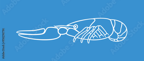 Crayfish outline. Isolated crayfish on white background