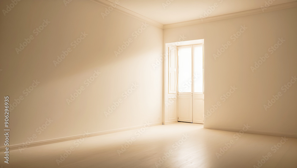 Fototapeta premium Clean white empty room under a soft lighting