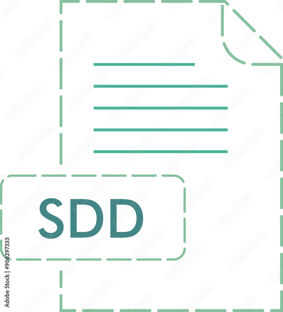 SDD File format icon rounded dashed outline