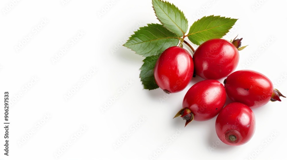 A vibrant rosehip with seeds exposed, isolated on a white background, perfect for product advertisements with ample copy text space A vibrant rosehip with seeds exposed, isolated on a white background, perfect for product advertisements with ample copy text space