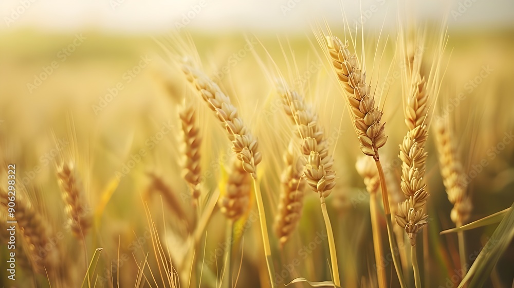 Golden wheat field bright summer ripe wheat crop.