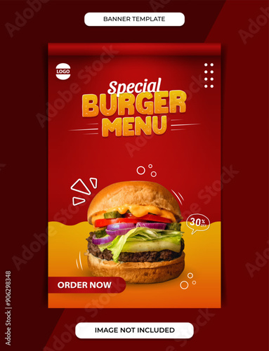 Special burger menu  banner template for social media post or for printing