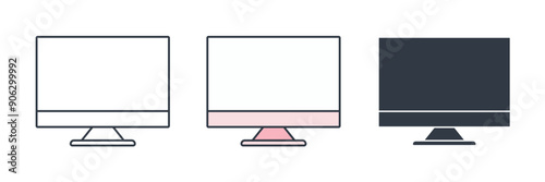 Computer monitor icon symbol vector illustration isolated on white background