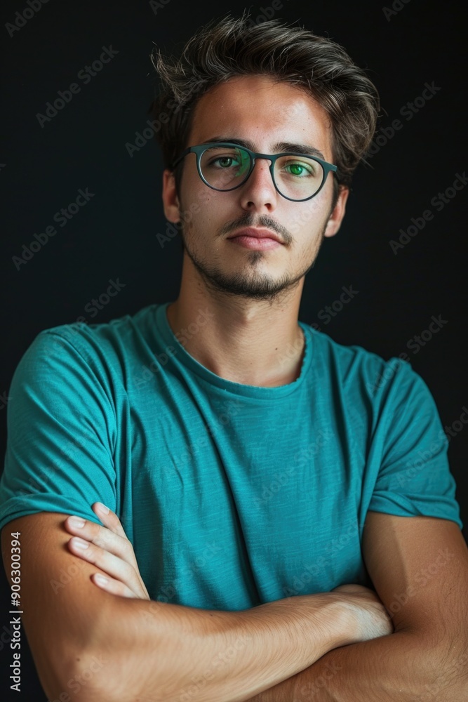 Man Wearing Glasses and Green Shirt Man Wearing Glasses and Green Shirt