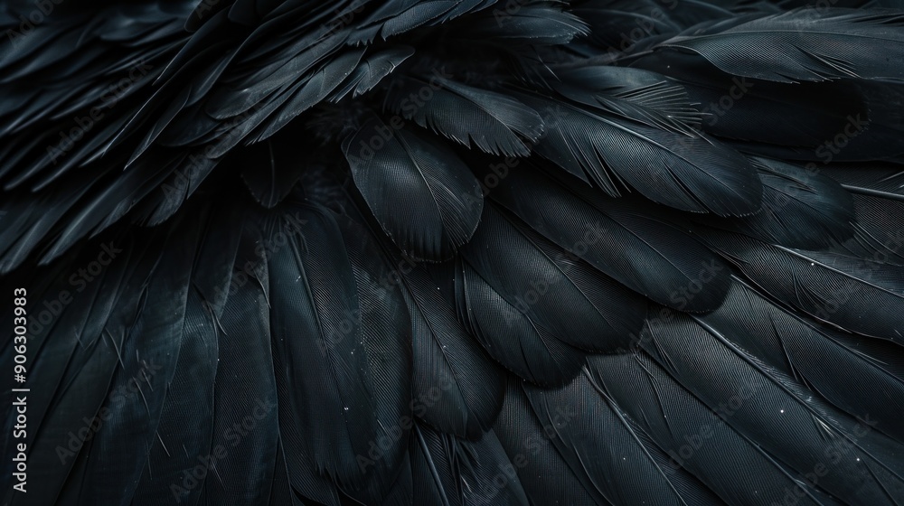 Obraz premium Black Raven Feathers Closeup