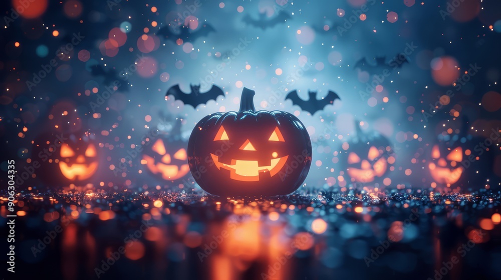 Fototapeta premium Adults in Halloween costumes dancing and enjoying a festive party