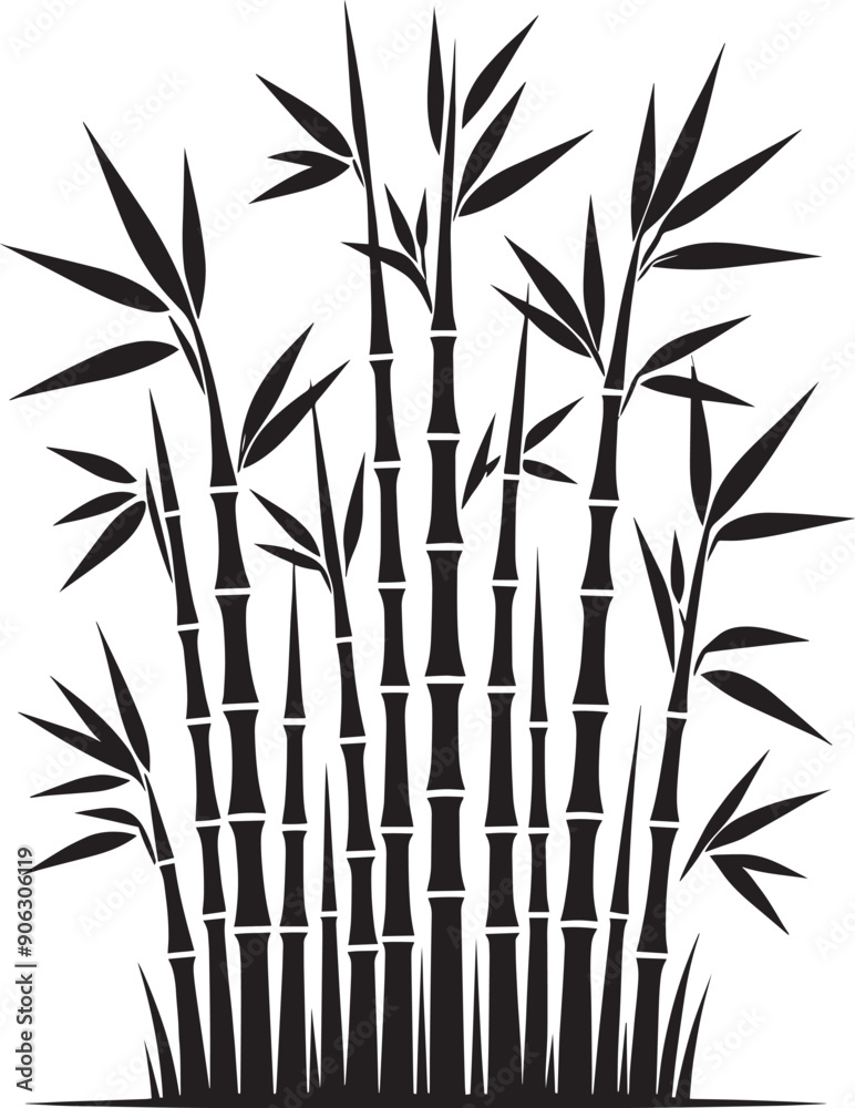 Bamboo plant silhouette vector illustration isolated on a white background Bamboo plant silhouette vector illustration isolated on a white background