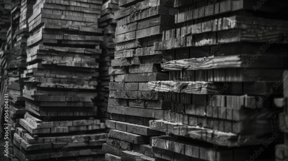 Obraz premium Stacked wooden pallets